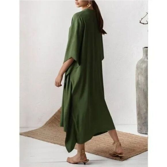 New Women's Kaftan Beachwear Bikini Cover Up Green - Picture 2 of 4